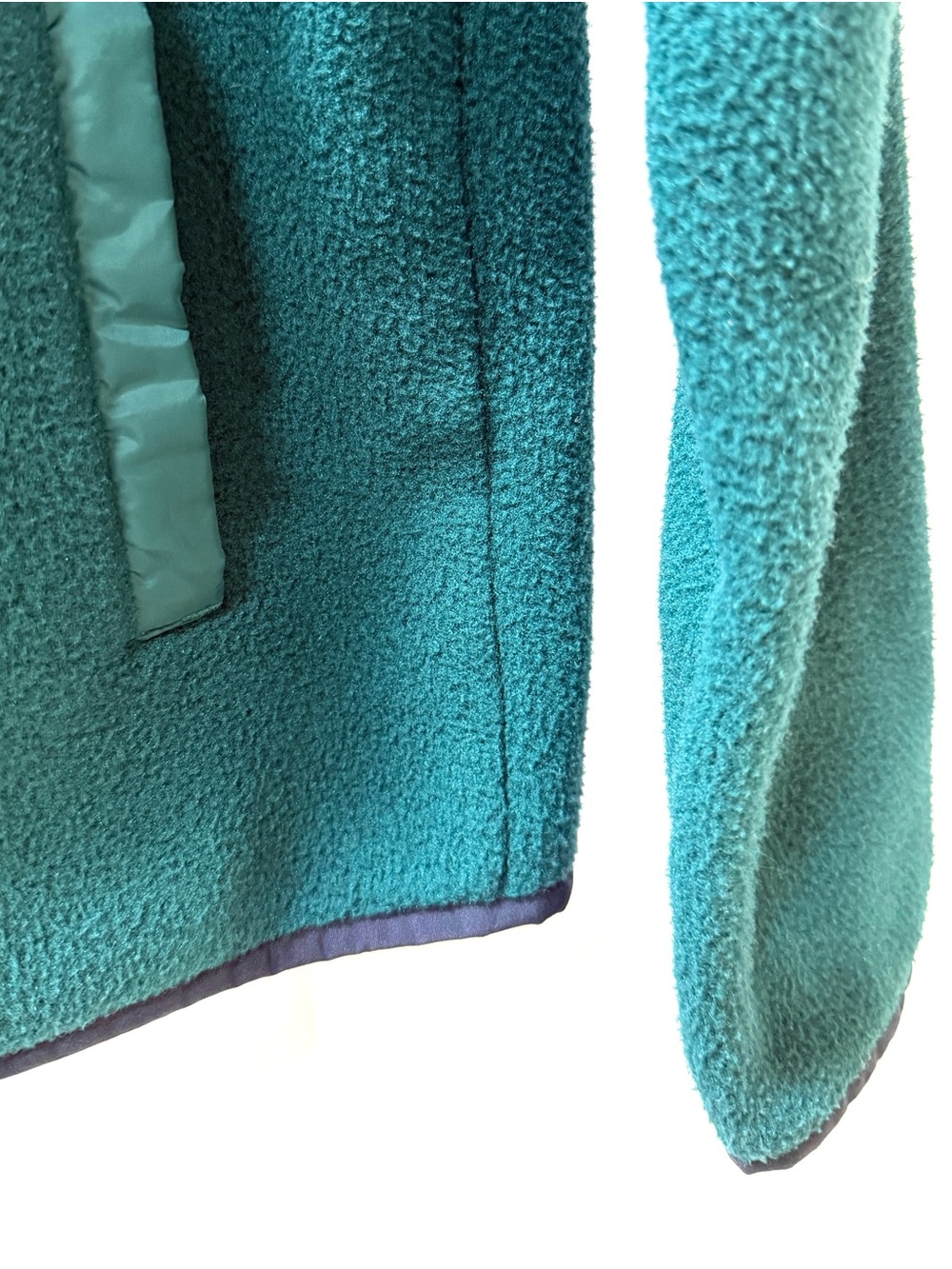 Cotopaxi Peacock Green Fleece Jacket with Aqua, Blue, Yellow Stripes, Size M - Picture 4 of 8